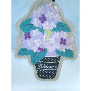 Welcome Home Spring Burlap Hydrangeas Door Decor Colorful
